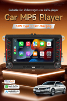 Radio Mobil BQCC 7" dengan Layar Sentuh RGB, RDS FM AM, CarPlay/Android Auto, GPS Navi, Stereo Media untuk Passat CC Polo Golf MK5/MK6