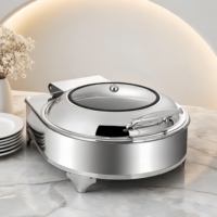 Plateau isotherme rond en acier inoxydable, chauffe-plats pour hôtels et restaurants, plat de service professionnel, fournitures de traiteur DDP