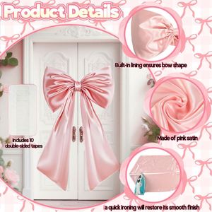 Nœud géant rose en flanelle pour sommet de sapin de Noël, décoration suspendue surdimensionnée, esthétique Coquette, pour la maison, les fêtes et les mariages - Product Image 4