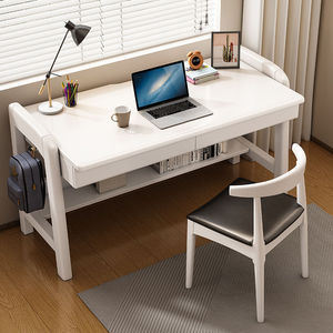 <b>Solid</b> <b>Wood</b> <b>Desk</b> 80x60x75cm 100x60x75cm 120x60x75cm 140x60x75cm Home Study Bedroom Computer <b>Desk</b> With Shelf - Product Image 3