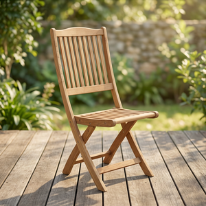 Chaise de salle à manger pliable en teck massif moderne pour l'extérieur, idéale pour les parcs et les bureaux à domicile - Product Image 2