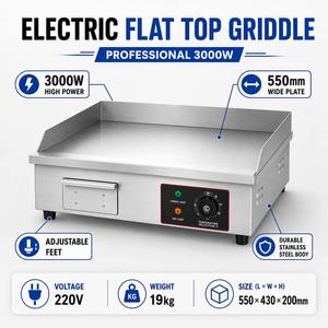Commercial High Efficiency 1500W Electric <b>Flat</b> <b>Top</b> <b>Griddle</b> Stainless Steel Countertop <b>Griddle</b> Machine for Restaurant Snack Bar - Product Image 6