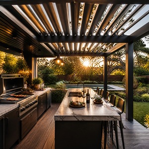 Pergola de jardin pour voiture (Pergola Im Freien), pergola à lames orientables en aluminium avec <span class=keywords><strong>couverture</strong></span> imperméable pour l'ombrage des véhicules - Product Image 1