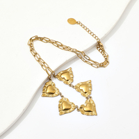 Collier pendentif cœur en acier inoxydable, breloque plate, chaîne fine, fermoir mousqueton, rallonge, diamant, plaqué or 14 carats, moderne et urbain