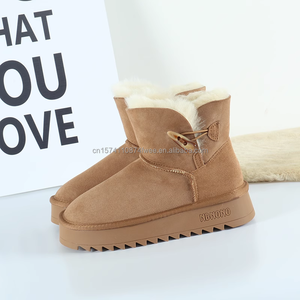 Custom Wholesale Sheepskin Fur Integrated Ladies <strong>Uggs</strong> <strong>Platform</strong> Round Toe Snow Boots Anti-Slip Soft Winter Outdoor - Product Image 1