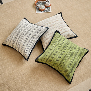 <span class=keywords><strong>Vintage</strong></span> Herribone Geometric Kissen bezug Luxuriöse Samt Flansch dekorative Akzent Kissen strukturierte Chenille Jacquard