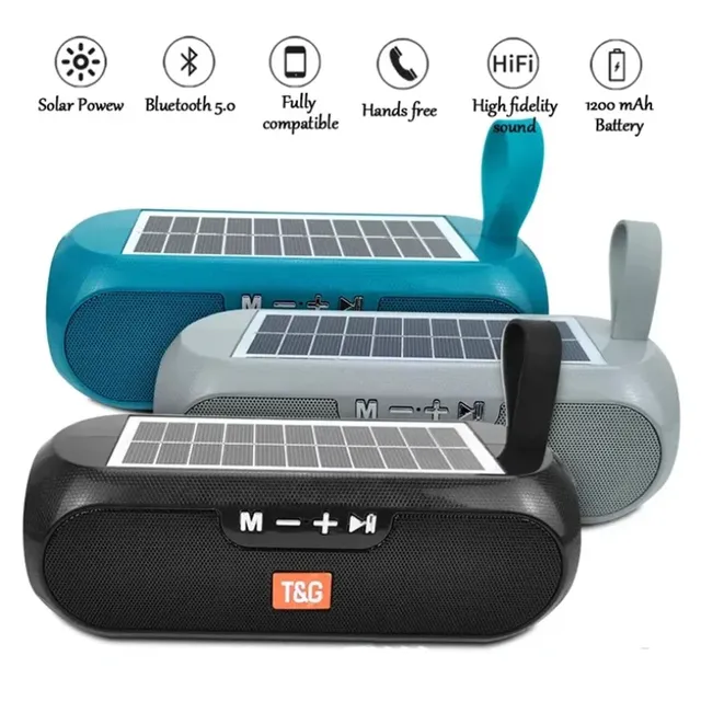 TG182 Portable Solar Plastic Boombox Outdoor Speaker 10W for 5.0 USB Column Loudspeaker Waterproof Support TF Card FM