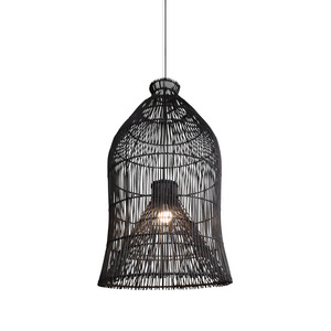 Lampe suspendue en rotin ronde E27, Source de lumière Led pour hôtel, Villa, hall, éclairage décoratif de Style Zen - Product Image 5