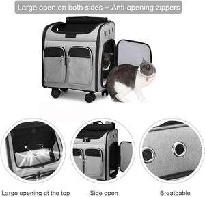 กระเป๋าเป้สะพายหลังสำหรับสัตว์เลี้ยงแบบมีล้อ  สองในหนึ่งเดียว  ระบายอากาศได้ดี  ถอดล้อได้  ได้รับการรับรองจากสายการบิน  สำหรับสุนัขและแมว - Product Image 2