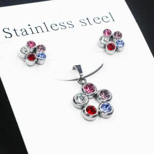 Fashion Gold Plated Jewelry Sets Mix Color Zircon Flower Shape Collar Necklace and Earring <b>Bridal</b> Jewelry Set for Women - Product Image 3