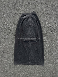 เสื้อยืดผู้ชายสไตล์วินเทจขาดๆ รุ่ยๆ ทรงโอเวอร์ไซส์ ผ้าฝ้ายสีขาวฟอก ลุคกรันจ์ สตรีทแวร์ ทรงบ็อกซี่ - Product Image 3