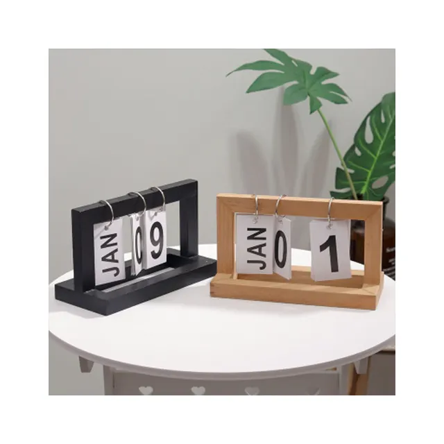 creative Vintage wooden flip calendar simple home desktop furnishings desk calendar furnishings office decoration