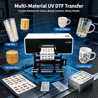 Impresora UV DTF de rollo a rollo formato A3 para pegatinas con logotipo personalizado, decoración de empaques, regalos promocionales y branding de productos