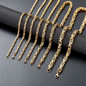 Bracelet et collier en chaîne byzantine plaqué or - Acier inoxydable PVD 18K, étanche et hypoallergénique - Product Image 3