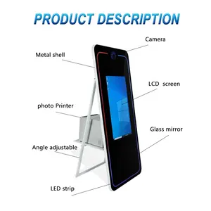 2023 Neueste Spiegel Foto kabine Selfie LED Rahmen Tragbarer Touchscreen Magischer Spiegel Foto kabine Maschine mit Kamera und Drucker