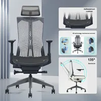 Chaise de bureau ergonomique en maille pour ordinateur, étude, maison, confortable pour une longue assise, chaise de gaming avec accoudoirs réglables 4D et roulettes pivotantes