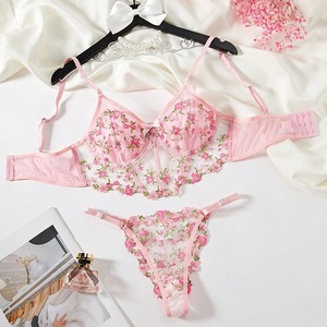 029I Frauen Sexy Dessous Set Bestickte Blumen blumen Spitze Zweiteilige BH Höschen Unterwäsche Korsett Bustier Transparente Dessous - Product Image 5