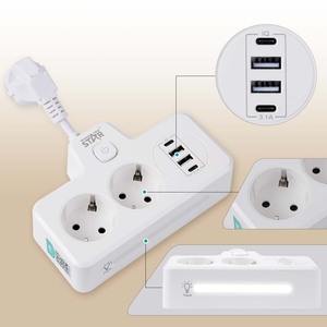 Enchufe de Corriente Winning Star con 2 Tomas y 2 Puertos USB, Función de Seguridad, Expansión Universal - Product Image 3