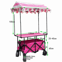 Nouvelle table mobile pliante pour stand de marché nocturne, avec auvent, réglable en hauteur, 120x60x60 cm, grande capacité de charge
