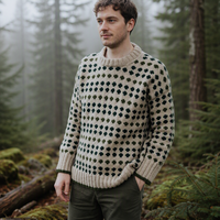 Pull en tricot jacquard pour homme en laine/acrylique, col rond, motif à pois, pull d'hiver à manches longues Wanhe