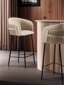 Taburete de Bar de Lujo <span class=keywords><strong>para</strong></span> el Hogar, Silla Alta de Desayuno en Cuero y Roble, Muebles de Comedor Italianos <span class=keywords><strong>para</strong></span> Cocina - Product Image 2
