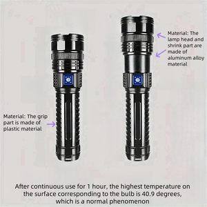 ไฟฉายสปอตไลท์แบบชาร์จซ้ำได้ รุ่น White Lazer Power 20000LM ระยะไกล ไฟ LED ปรับซูมได้ ตัวเรือนอะลูมิเนียม สำหรับงานทางยุทธวิธี - Product Image 3