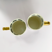 Mug à café en céramique fait main de 400 ml avec bord doré, vaisselle écologique pour la décoration de la maison et les voyages, taille personnalisée, tasse à thé, tasse à eau