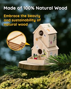 Kit <span class=keywords><strong>Wood</strong></span> Bird House inacabado para crianças para construir e pintar madeira Bird House Outdoor - Product Image 4