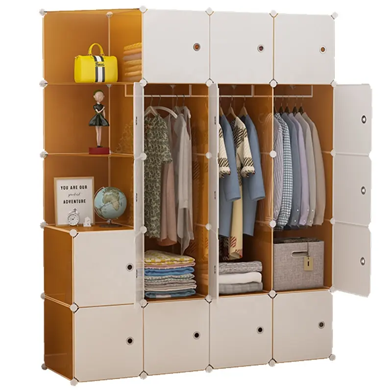 The Latest Modular Cube Plastic Storage Cabinet Cupboard Bedroom Armoire Portable Wardrobes With White Door