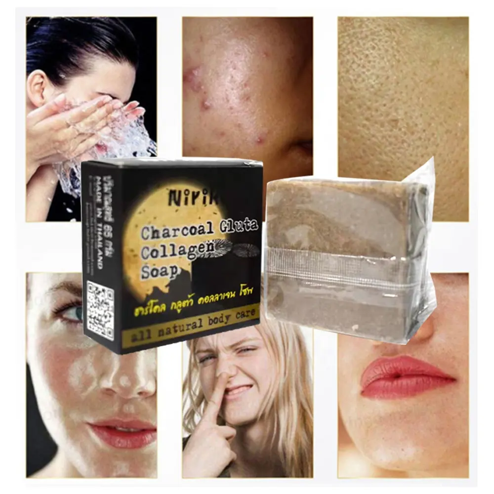 Face & Body Care Whitening Exfoliate Anti Stain Dark Spot Remover Bamboo Charcoal Gluta Collagen Black Soap