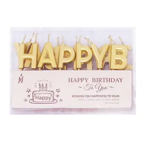 kit customize gold happy birthday letter number party candles wholesale cake candle gift for cake birthday supplies kit set