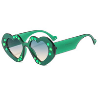 4352 bonbons diamant en forme de coeur coloré lunettes de soleil pour femmes luxe strass fête petites lunettes de soleil femme