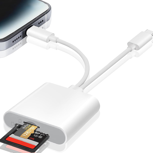 Ultra-Fast Transfer 2 in 1 SD/TF Card Adapter Dual Card Slots Connector SD Card Reader for iPhone