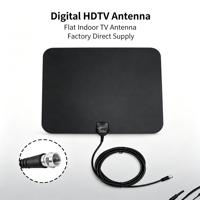 Antena Yagi Digital HDTV Plana para Interiores, Polarización Vertical, Alta Ganancia, Antena de TV de Alta Definición con Conector Macho para DVB-T DVB-T2