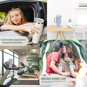 Gobelet isotherme en acier inoxydable 18/8 de 40 oz avec logo personnalisé, thermos à café, isolation thermique de 12 à 24 heures, couvercle avec paille, promotions d'entreprise - Product Image 6