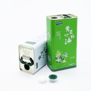 Bidon rectangulaire en fer blanc de 2,5 L de haute qualité pour huile comestible, idéal pour l'huile d'olive, avec logo personnalisé et impression offset - Product Image 2