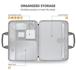 Maletín de Cuero PU Impermeable de Gran Capacidad para Tablet y Portátil de 13, <span class=keywords><strong>14</strong></span> y 15.6 <span class=keywords><strong>Pulgadas</strong></span>, para Macbook e iPad - Product Image 3