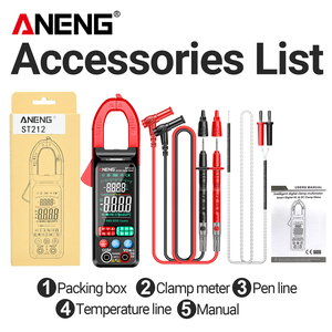 جهاز قياس التيار الكهربائي الرقمي ANENG ST212 للتيار المستمر/المتردد، 6000 عد، 400 أمبير، شاشة ملونة كبيرة، جهاز اختبار الجهد للسيارات، قياس التردد والمقاومة - Product Image 6
