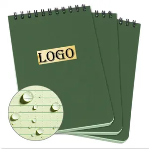 Custom Waterproof Top Spiral Mini Notepad 3x 5 Inch With Green Cover And Universal Pattern