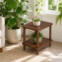 Table d'appoint minimaliste rectangulaire à double niveau avec plateau en MDF et pieds en bois massif, style luxe léger, pour canapé ou chevet