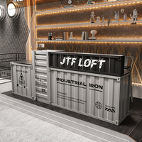 Jotefang Comptoir de bar en métal de style industriel personnalisé Meubles de réception pour magasin de thé au lait/café Restaurant fait à la main