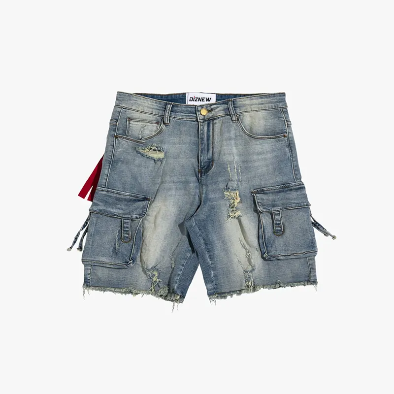 Diznew Groothandel Hoge Kwaliteit Zak Denim Shorts Heren Korte Broek Cargo Pocket Jeans Skinny Shorts