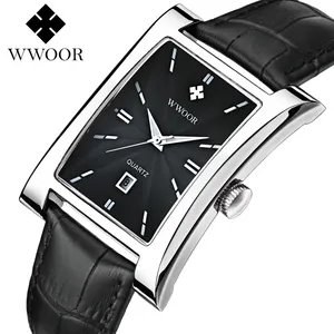 Nouveau style WWOOR montres étanches hommes affaires bracelet en acier inoxydable montre-bracelet de luxe Logo personnalisé montres à quartz pour hommes OEM
