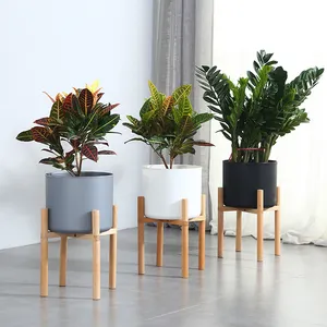 Flower Pots Mid Century Nordic Cheap Outdoor Indoor Home Modern Stand Plastic Wooden Garden Planters Plant Flower Pots For Plant