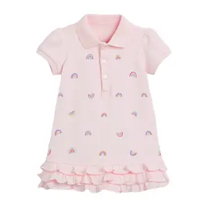 Vestido de primavera-verano con cuello vuelto para niños, ropa de moda para niñas pequeñas, vestido de princesa