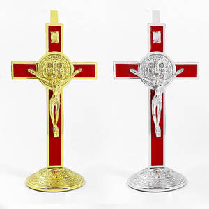 Bestseller Kreuz-Handwerk Jesus Christliches Katholisches Stehendes Kreuz Desktop-Dekoration Legierung Religiöser Schmuck Kunsthandwerk Ornament - Product Image 1