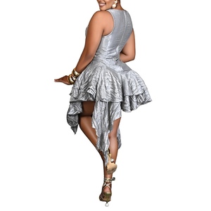 Vestidos de Moda para Mujer con Cuello Redondo, Tela con Lentejuelas, Asimétricos y de Color Sólido - Product Image 4