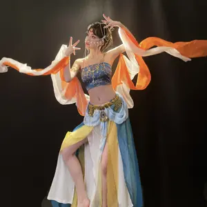 Китайский танцевальный костюм dunhuang, Женская сказочная одежда для сцены, танцевальные костюмы для выступлений в парке
