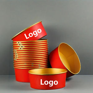 ชามสลัดกระดาษเคลือบทองพิมพ์ลายตามสั่ง ถ้วยซุปแบบใช้แล้วทิ้งพร้อมฝาปิด กล่องอาหารกลางวันแบบนำกลับบ้าน กล่องใส่ก๋วยเตี๋ยวกระดาษ - Product Image 3