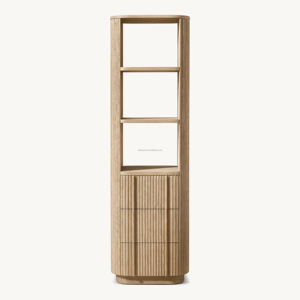 Mobile <span class=keywords><strong>bagno</strong></span> alto Sovereign in rovere, mobiletto porta biancheria scanalato per lussuoso <span class=keywords><strong>bagno</strong></span> con doccia, ripiano stretto per lavabo, mobiletto laterale - Product Image 2